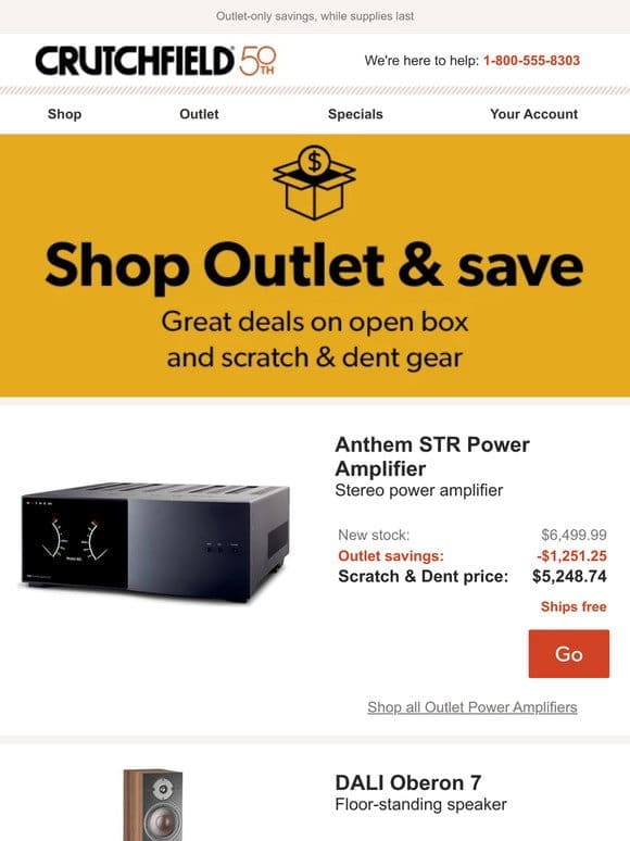 Crutchfield Outlet Savings up to $1，251