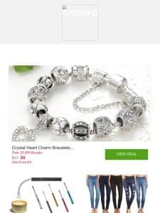 Crystal Heart Charm Bracelets Made With Crystals From Swarovski and More