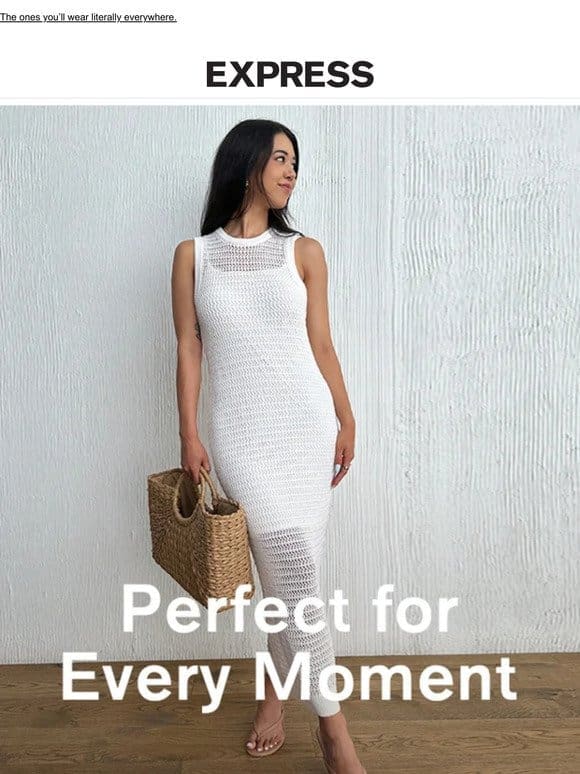 Cute knit dresses in summery neutrals.