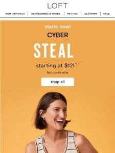 Cyber steals starting at $12 (+ 50% off so much more!)