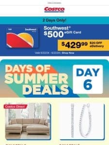 Day 6 Deals + 2-Days ONLY $20 OFF Southwest Airlines eGift Card