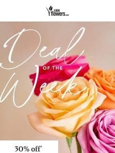 Deals galore: 30% off roses， $10 credit on everything else