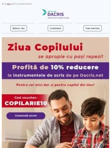 Descoper? codul VOUCHER ?i reducerea pe care ?i-am preg?tit-o la instrumentele de scris! Preg?tit de Ziua Copilului?