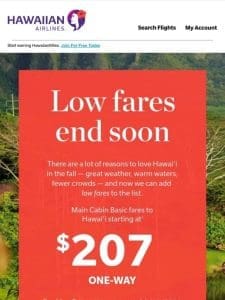 Discounted fall flights end soon