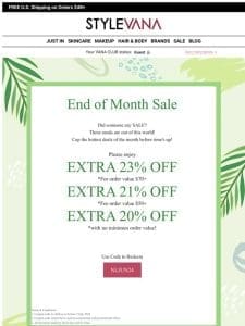 Don’t Miss: EXTRA 23% OFF month-end deals! Only in *STYLEVANA*