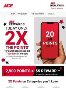 Don’t Miss Out on 2x Points – Today ONLY