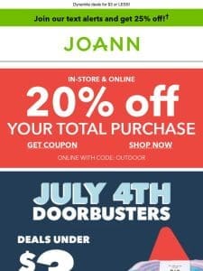 Don’t Miss THIS: 20% off your TOTAL PURCHASE!