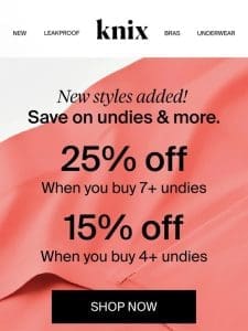 Don’t miss SAVING on all undies?