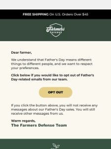 Don’t want to receive Father’s Day-related promos?