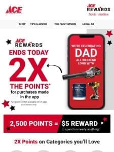 ?Double Points for Dad ENDS SOON