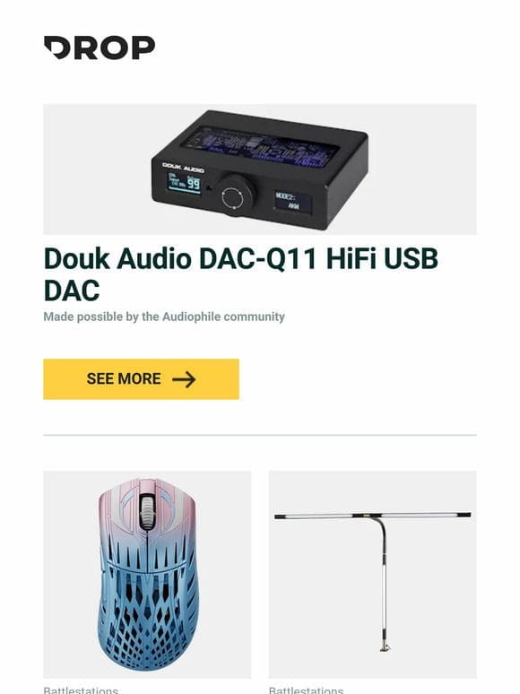 Douk Audio DAC-Q11 HiFi USB DAC， Pwnage x BLG Stormbreaker Wireless Gaming Mouse， FluidStance Illum Desk Lamp and more…