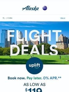 Dreamy trips， with 0% APR on monthly payments