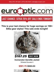ENDING TONIGHT: 25% Off Over 100+ Pieces of Sitka Gear!