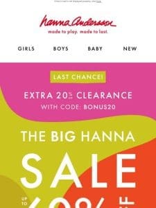 ENDS TODAY: Up To 60% Off + EXTRA 20% Off Clearance