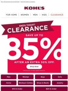 ENDS TODAY ⏳ Catch up to 85% off clearance while you can …