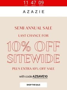 ENDS TONIGHT: 10% Off Sitewide Including Final Sale