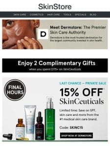 ENDS TONIGHT: 15% off SkinCeuticals bestsellers at Dermstore