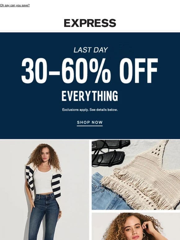 ENDS TONIGHT: 30-60% off everything (!!!)