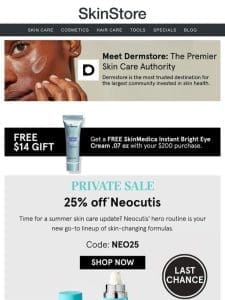 ENDS TONIGHT: Enjoy 25% off Neocutis’ bestsellers at Dermstore