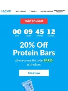 [ENDS TONIGHT] Save 20% on our protein bars