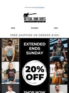 EXTENDED: 20% Off All Band Tees Sitewide ?