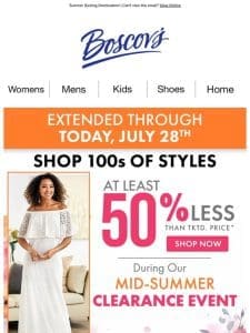 EXTENDED Mid-Summer Clearance Event