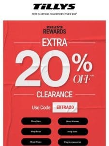 EXTRA 20% Off Clearance → Ends Sunday