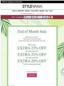 EXTRA 23% OFF month-end deals! Only in