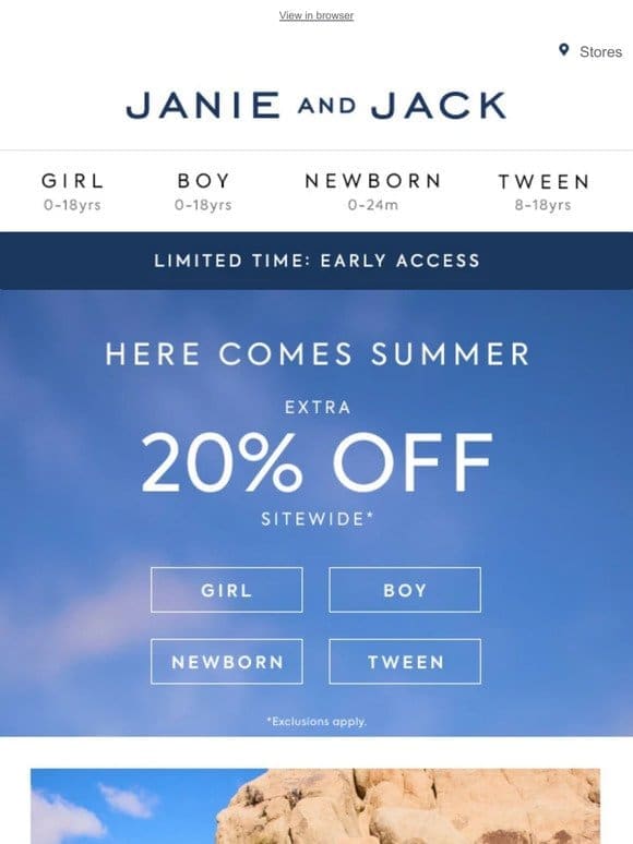 Early access for you: 20% off sitewide (even sale)