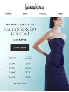 Earn up to a $500 gift card on Balmain & more