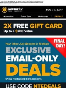 Email Exclusive Sale FINAL DAY + Claim Your Free Gift Card