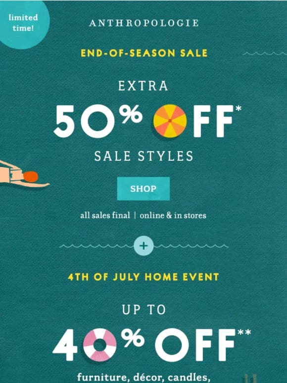Ends Soon: Extra 50% Off Sale