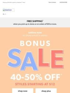 Ends TODAY ? 40-50% off summer styles