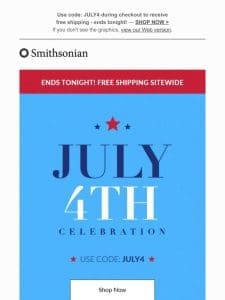 Ends Tonight – Free Shipping Sitewide!