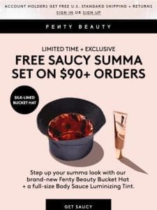 Ends tonight: free Fenty Beauty Bucket Hat