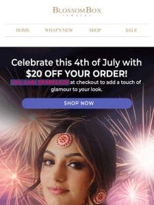 Enjoy $20 OFF Stunning Jewelry This 4th of July!