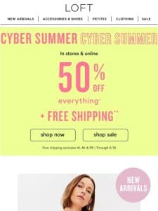 Enjoy FREE shipping + 50% off summer dresses & more!