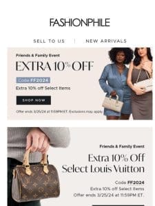 Extra 10% Off Select Louis Vuitton