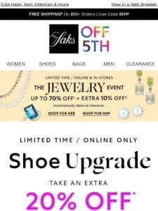 Extra 20% OFF shoes ends in hours!