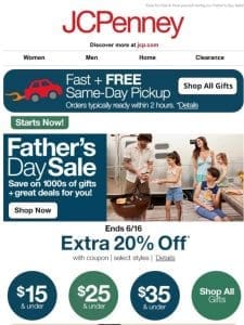 Extra 20% Off! Make a dash for Dad gifts