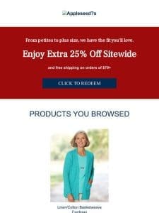 Extra 25% Off Sitewide at Appleseed’s