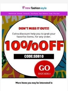 Extra discount 10% just for you now?