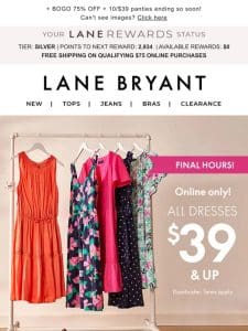 FEW HRS LEFT for $39 (& up) DRESSES!