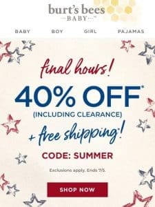 FINAL CHANCE  40% Off + Free Shipping