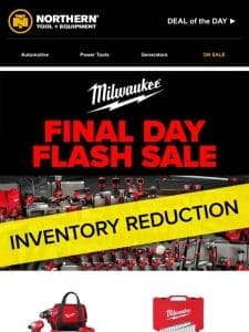 FINAL DAY ? Milwaukee Flash Sale Ends Tonight