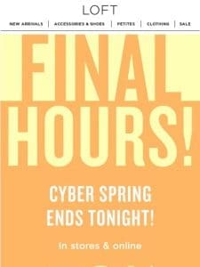 FINAL HOURS: 50% off everything + FREE shipping