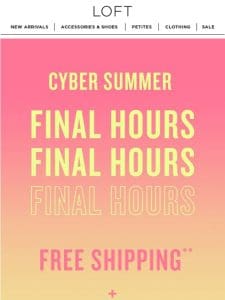 FINAL HOURS: 50% off everything + extra 15% off sale + FREE shipping