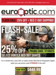 FLASH SALE: 25% Off Select Vortex Red Dot Sights!