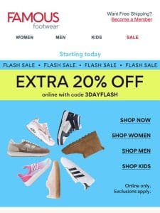 ?FLASH SALE? Extra 20% off online only