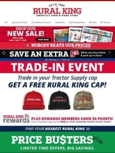 FREE Rural King Cap When You Trade in a Tractor Supply Cap + Members Get 50 Points – Not a Member? Join Now!